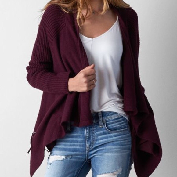 American Eagle Outfitters Sweaters - American Eagle burgundy duster